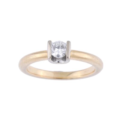 Solitaire ring with diamonds.