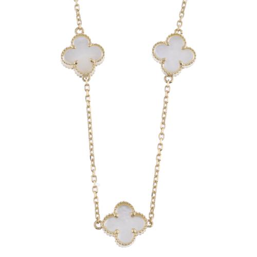 After VAN CLEEF models. &#39;Alhambra&#39; necklace with mother-of-