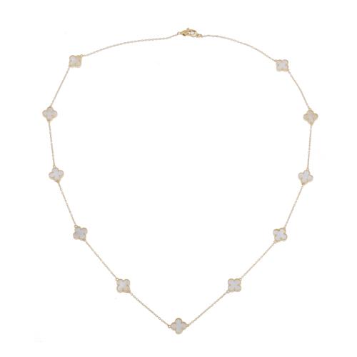 After VAN CLEEF models. &#39;Alhambra&#39; necklace with mother-of-