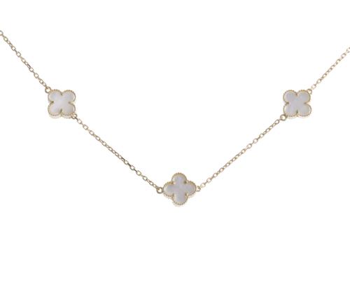 After VAN CLEEF models. &#39;Alhambra&#39; necklace with mother-of-