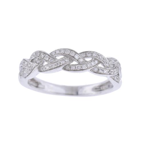 Braided ring with diamonds.