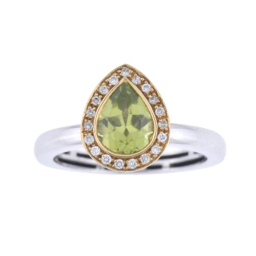 Ring with olivine and diamonds.