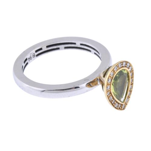 Ring with olivine and diamonds.