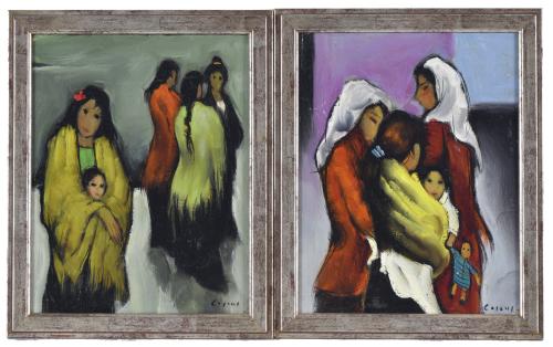 JESUS CASAUS MECHO (1926-2002). Pareja de obras sobre "Muje