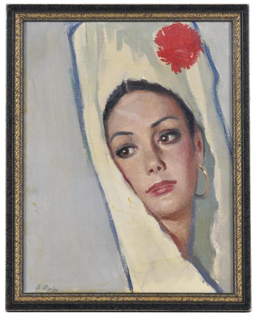 ALFRED OPISSO CARDONA (1907-1980). "Joven con mantilla y cl