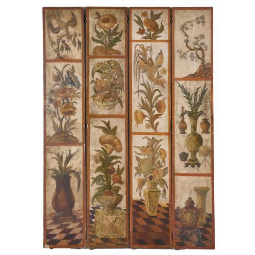 ATTR. TO PIERRE LOTTIER (1916 - 1987).   Four-leaf folding screen, circa 1960.