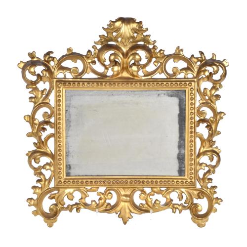 Small Elizabethan style mirror, late 19th century.