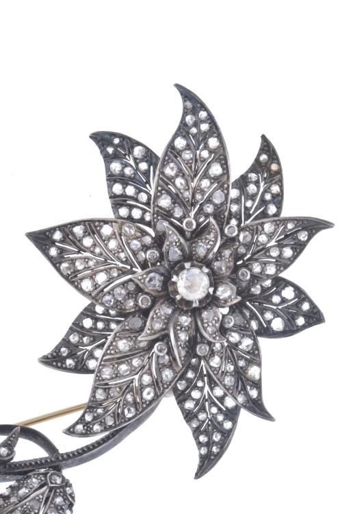 Broche floral francés, belle époque de finales del s. XIX, 