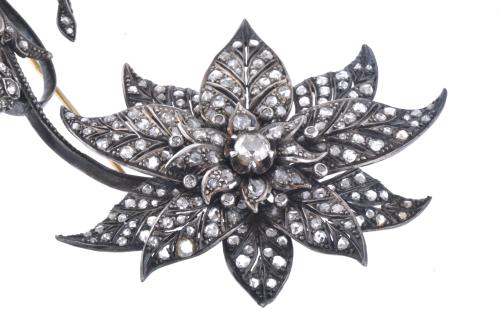 Broche floral francés, belle époque de finales del s. XIX, 