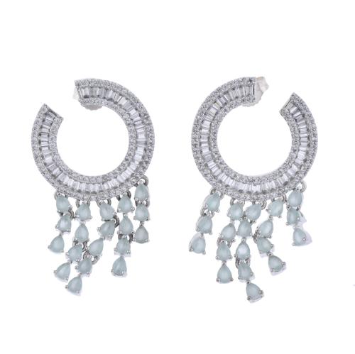 Hoop earrings with curtain.