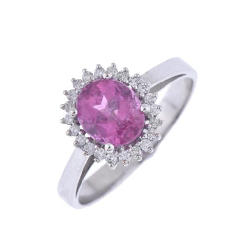 Tourmaline and diamonds rosette ring.