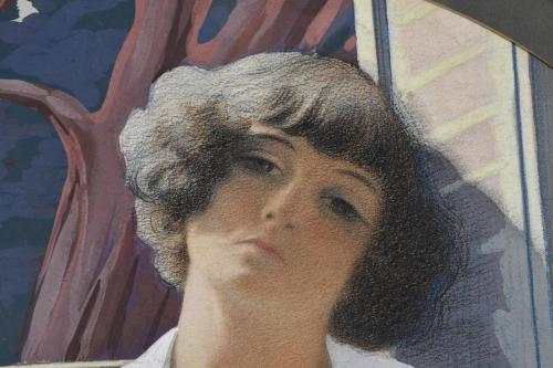 EMILI VILÀ GORGOLL (1887-1967). "Mujer en la ventana".