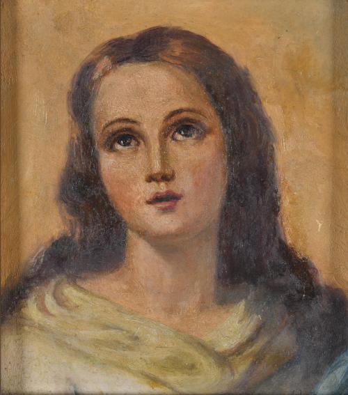 ESCUELA ESPAÑOLA, PPS. SIGLO XX. "Rostro de Inmaculada" a partir de la obra de Murillo.