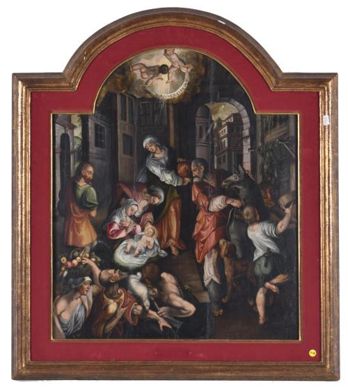 17TH CENTURY SPANISH SCHOOL.  "Adoration of the child."