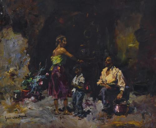 JOSEP SERRASANTA (1916-1998). "Gitanos".