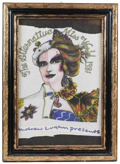 ANDREW LOGAN (1945)"The alternative Miss World 1981"Técnica mixta sobre tejido