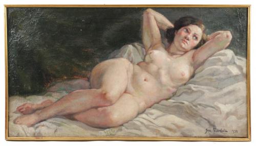 JOSEP GUARDIOLA BONET (1869-1950)"Desnudo"Óleo sobre lienzo